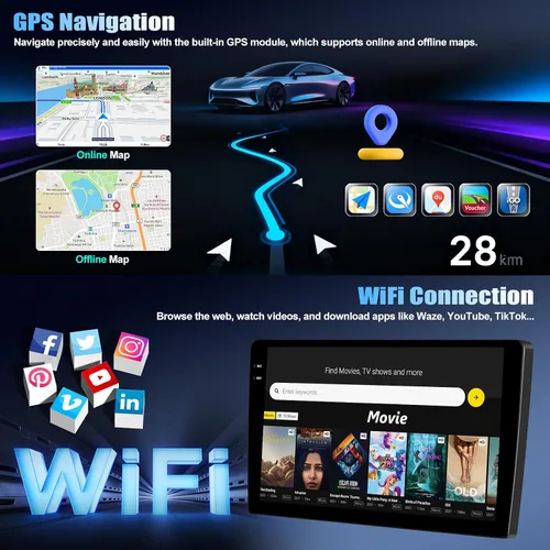 Miniatura 5 de 4+64G Android 15 Estéreo de coche para VW Beetle 2004-2010 con Carplay inalámbrico Android Auto, 9 pulgadas 1280 * 720P IPS pantalla táctil