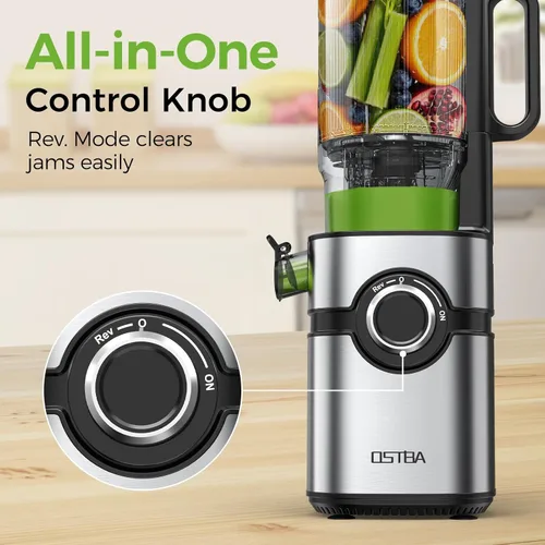 Miniatura 6 de OSTBA Exprimidor de prensa en frío, máquina exprimidora de canal de alimentación de 5 pulgadas de ancho para frutas y verduras enteras, exprimidor