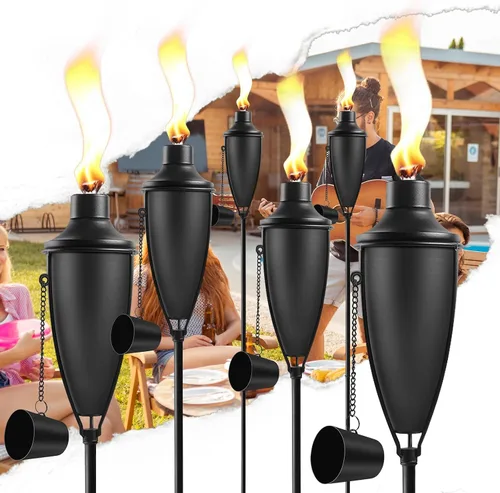 Miniatura 9 de ZSPENG Paquete de 1 antorcha de jardín para el hogar, gran capacidad de 22 onzas, antorcha de metal para exteriores, decoración de jardín, antorchas