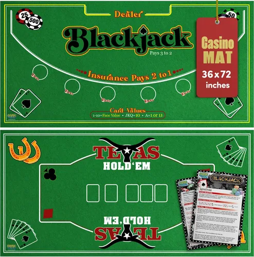 Miniatura 8 de Gamie Tapete de mesa de ruleta de fieltro de doble cara y dados, 36 x 72 pulgadas, juegos de casino para fiestas nocturnas de póquer, regalo