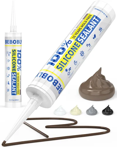 Miniatura 10 de Calafateo y sellador de silicona gris, sellador de silicona 100% impermeable, a prueba de contracción y grietas, calafateo de silicona para cocina