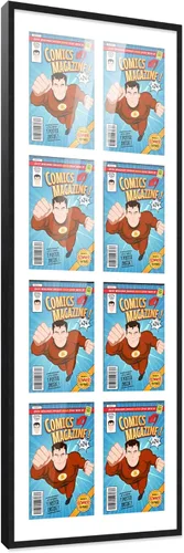 Miniatura 41 de Poster Palooza Marco de cómic con paspartú para 1 cómic de la Edad de Bronce publicado entre 1970 y 1985, marco de cómic negro para cómic de 7.25 x