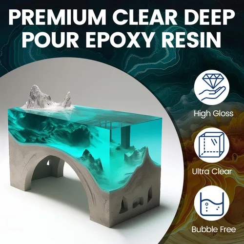 Miniatura 5 de Kit de resina epoxi de vertido profundo de 1.5 galones (2:1), resina epoxi súper transparente resistente a altas temperaturas de 2 a 4 pulgadas