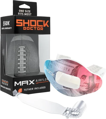 Miniatura 15 de Shock Doctor Protector Labial, Protector Bucal para Adultos y Jóvenes de Fútbol Americano con Correa, Boquilla de Fútbol Americano Transpirable