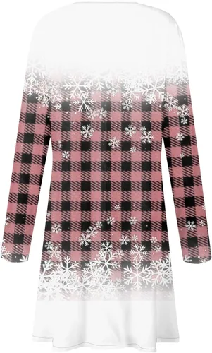 Miniatura 4 de Vestidos para mujer, de moda, casual, color sólido, cuello redondo, manga larga, vestido maxi de gran