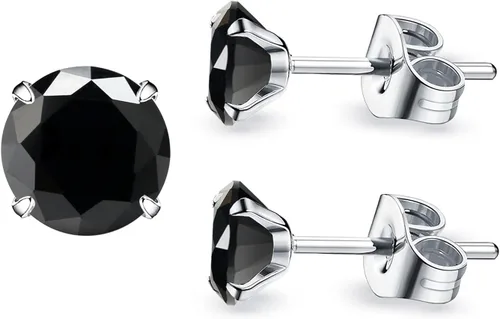 Miniatura 9 de Impresionante piedra de cuarzo hipoalergénica de obsidiana negra 5A, acero inoxidable 316L, hipoalergénicos, para cartílago tragus, caja de regalo