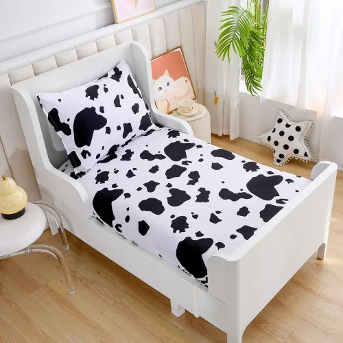 Miniatura 8 de Juego de 2 sábanas bajeras y fundas de almohada suaves para cama con bonitos patrones de cachorros, sábanas estampadas con patrón de perritos para 2
