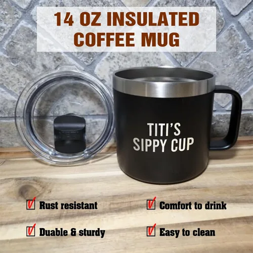 Miniatura 4 de Yanashop88 Titi's Sippy Cup - Taza de café de 14 onzas, vaso Titi, regalos de cumpleaños para Titi de hija - Hijo - Nuevos regalos de Titi - Regalo