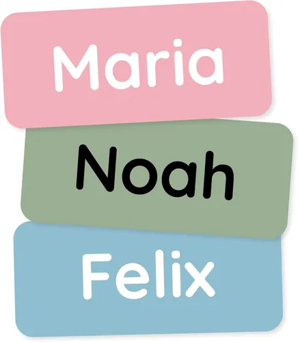 Miniatura 10 de Etiquetas de nombre personalizadas para niños (60) – Adhesivos personalizados impermeables y duraderos para ropa, guardería, oficina y suministros