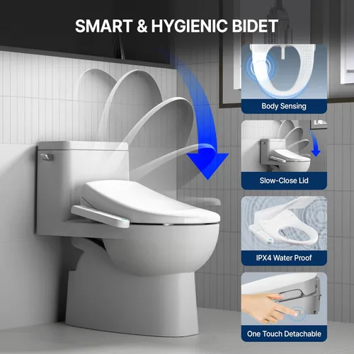 Miniatura 6 de Inus N22 Asiento de Inodoro Bidé Eléctrico con Calefacción Alargado, Agua Caliente, Asiento de Inodoro Bidé de Lujo con Agua Caliente Inteligente