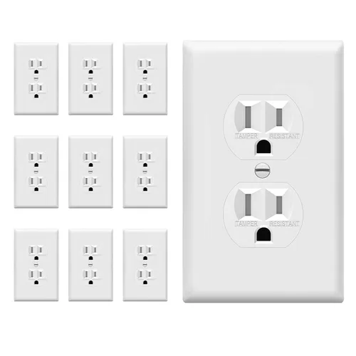 Miniatura 34 de ENERLITES Toma de corriente dúplex, tomacorrientes eléctricos de pared resistentes a manipulaciones, grado residencial, 3 cables, autoconexión a