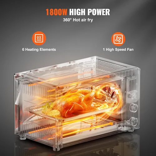 Miniatura 3 de VEVOR Horno tostador con freidora de aire, 28L/29.6 cuartos de galón, gran capacidad, horno de convección funcional 13 en 1, horno tostador de 2