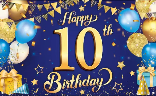 Miniatura 14 de KatchOn Cartel de cumpleaños número 10 de oro rosa - XL, 72 x 44 pulgadas Telón de fondo de feliz cumpleaños 10