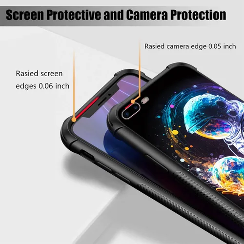 Miniatura 4 de ZHEGAILIAN Funda compatible con iPhone 7/8 Plus, funda de vidrio orgánico para niñas, mujeres y hombres, diseño de cuatro esquinas, antiarañazos, a