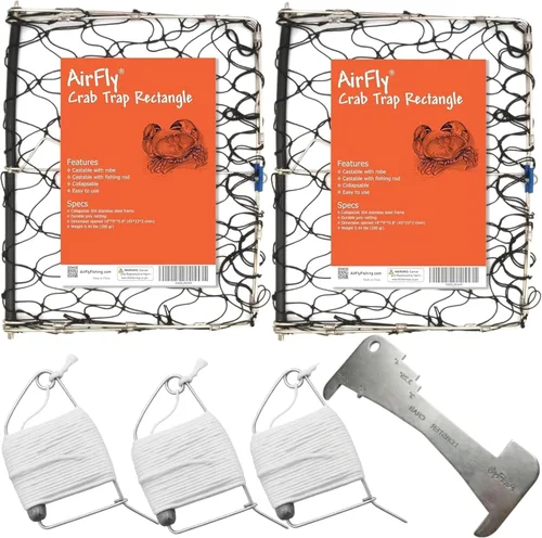 Miniatura 12 de AirFly Foldable Castable Crab Trap - Crab Hawk & Crab Jaw Star Trap with Bait Clip - Portable Fishing Rod Crab Pot for Blue Crabs & Dungeness