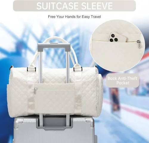 Miniatura 6 de Bolsa de viaje de fin de semana para mujeres y hombres, bolsa de transporte para la noche, bolsa de hospital, bolsa de gimnasio con compartimento