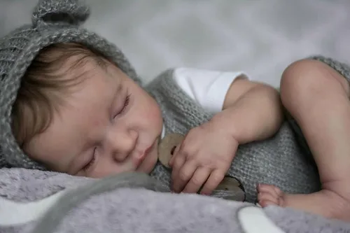 iCradle Preciosa muñeca de bebé Reborn de 19 pulgadas de vinilo completo realista muñeca bebé niño pelo arraigado durmiendo realista muñeca recién
