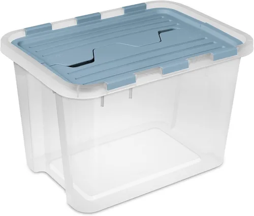 Miniatura 17 de Sterilite Paquete de 6 cajas de almacenamiento con tapa con bisagras, contenedores organizadores de plástico, 20 cuartos de galón, color azul