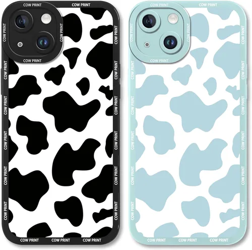 Miniatura 19 de Paquete de 2 bonitas fundas de teléfono para Apple iPhone 13 de 6.1 pulgadas, funda protectora de silicona con estampado de vaca a la moda, delgada