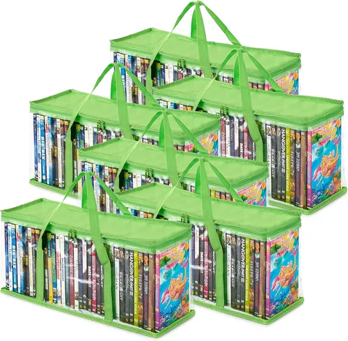 Miniatura 13 de Stock Your Home Bolsas de almacenamiento de DVD (Set de 4) Organizador de medios para DVDs, CDs, Discos Blu Ray, Estuches de películas, Cajas VHS