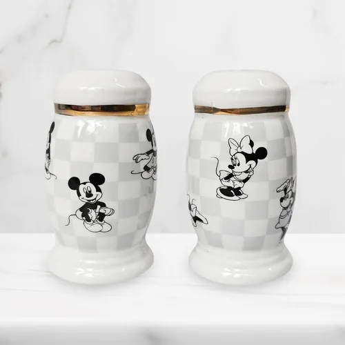 7STAR Mouse Classic Cartoon Duo - Juego de salero y pimentero con aspecto vintage, decoración nostálgica de cocina