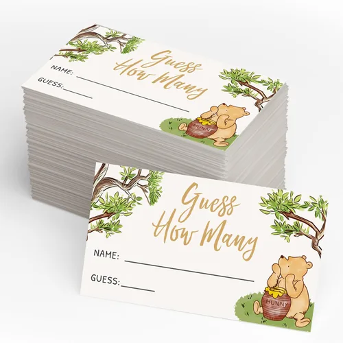 Miniatura 6 de Juego de Adivina Cuántos para Baby Shower, Juego de 30, Suministros para Fiestas - Colección Clásica de Winnie Pooh (Juego de Cuántos)