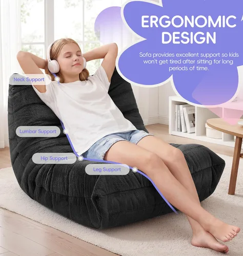 Miniatura 4 de Hobestluk Puf con espuma viscoelástica, tela de piel sintética ultrasuave, diseño ergonómico, puf pequeño, para sala de estar, dormitorio, sala