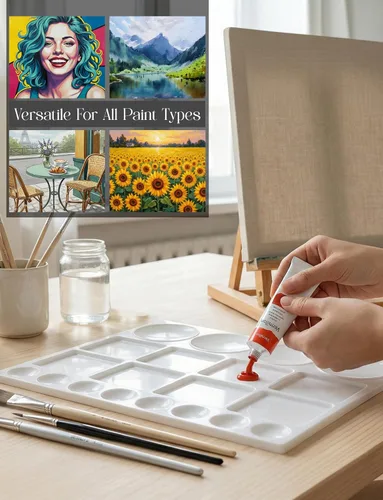 Miniatura 8 de DUGATO Bandejas grandes de paleta de pintura (paquete de 2, 10 x 13) – Paletas de mezcla de plástico de 20 pocillos para pinturas acrílicas, óleo