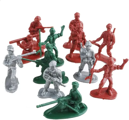 Miniatura 2 de NWFashion 150 piezas de juguete en miniatura juguete plástico tren ejército soldados figuras (3 colores)
