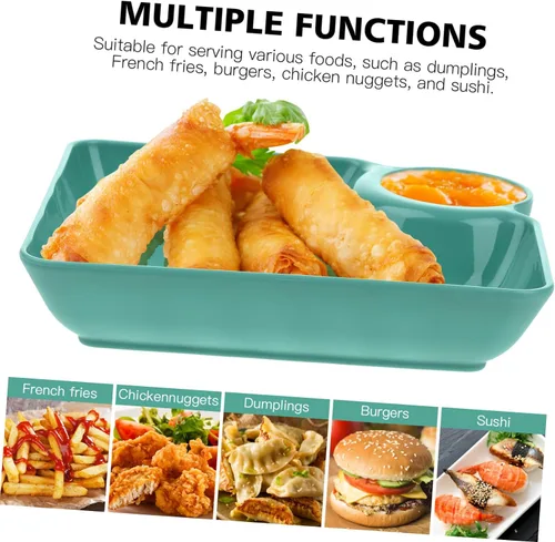 Miniatura 5 de Housoutil Bandeja cuadrada para papas fritas con asas resistentes para aperitivos decorativos para servir alimentos
