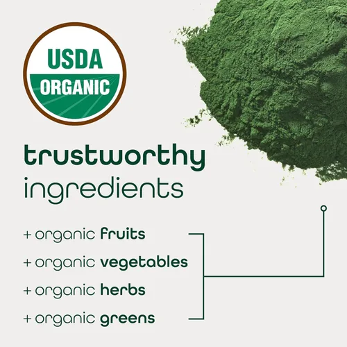Miniatura 5 de Zena Nutrition Polvo de Súper Verdes Orgánico, 70+ Superalimentos, 0 Azúcar, 3G de Fibra, Espirulina, Chlorella, Hongos, Prebióticos/Probióticos