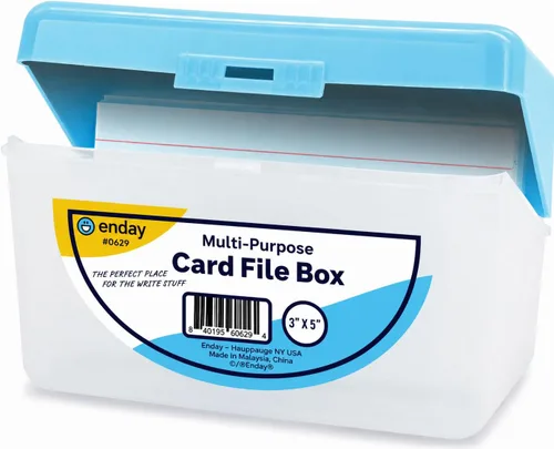 Enday Portatarjetas de índice, color azul, funda organizadora de tarjetas flash de 3 x 5, archivo de tarjetas de índice con tapa abatible, receta de