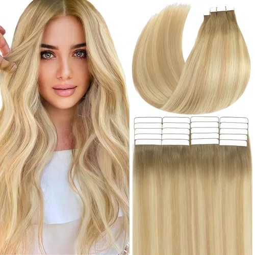Miniatura 53 de Anrosa Extensiones de cabello humano real de 20 pulgadas, extensiones de cabello humano lacio de doble cara, color negro azabache, 1.76 oz, 20