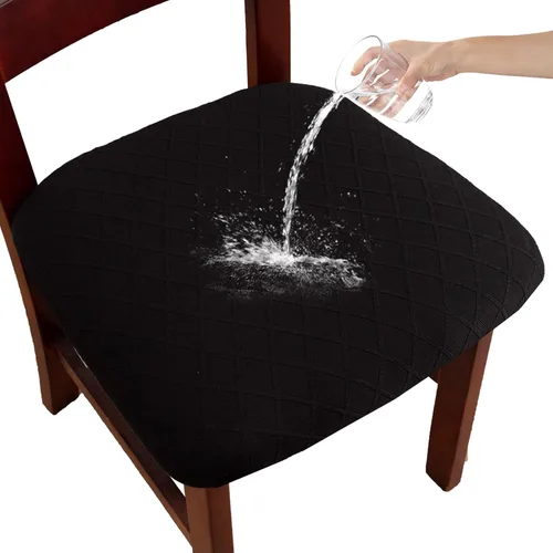 Miniatura 12 de Funda de asiento impermeable para silla de comedor, fundas de asiento lavables para sillas de cocina (negro, 4 piezas)