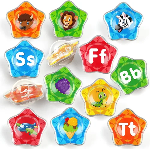 Coogam Juguetes flotantes de baño con estrella de mar, juego de 26 letras del alfabeto para bañera, juguete educativo Montessori para piscina de