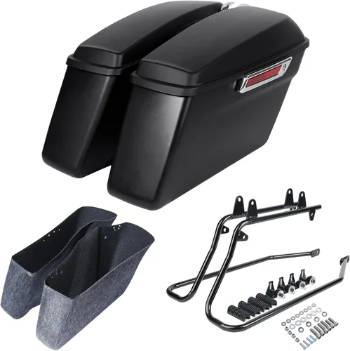 Miniatura 11 de SLMOTO Alforjas rígidas para motocicleta para Harley, alforjas rígidas con soportes de conversión negros, compatibles con Harley Street Glide