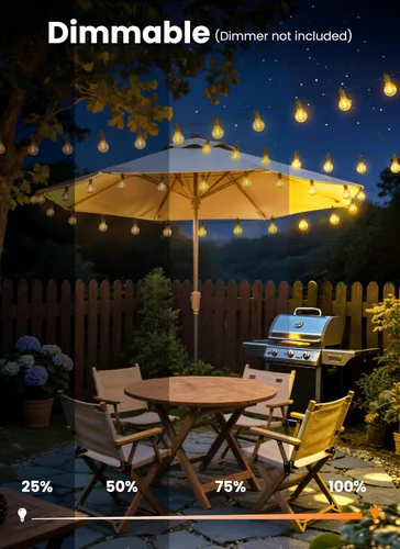 Miniatura 4 de Guirnalda de luces para exteriores, 25 pies, 12 bombillas LED, IP65, impermeable, conectable, G40, luz de patio exterior para patio trasero, porche