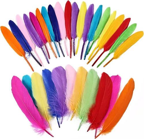 Miniatura 12 de iHUFeather 270 plumas de ganso azul aguamarina para manualidades, 2 estilos de 4 a 7 pulgadas, plumas naturales a granel para bricolaje, cosplay