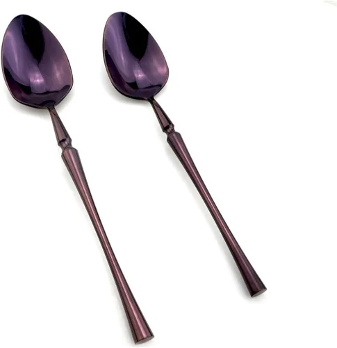 Miniatura 5 de JASHII Juego de cubiertos de acero inoxidable de 6 piezas, servicio para 1 juego de vajilla de cocina, elegante juego de vajilla morada, cuchillo, 6