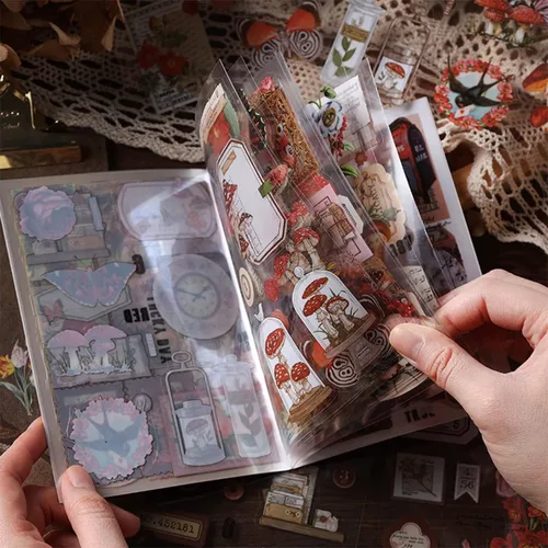 Miniatura 11 de Pegatinas de Junk Journal para Scrapbooking, 120 Piezas de Pegatinas Decorativas Retro de Flores Mariposas Naturaleza Poema Sello Letra para Álbum