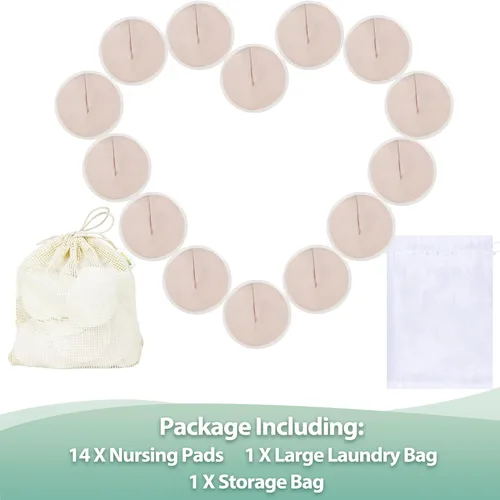 Miniatura 2 de wegreeco Almohadillas de lactancia para el pecho (paquete de 14) + bolsa de lavandería y bolsa de almacenamiento de viaje, 4.7 pulgadas