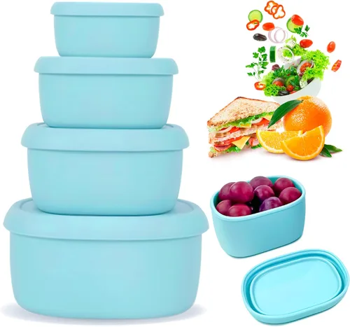 Miniatura 10 de Juego de contenedores de almacenamiento de alimentos de silicona Anatole de 3 unidades, loncheras Bento con tapas, sin BPA, aptas para lavavajillas