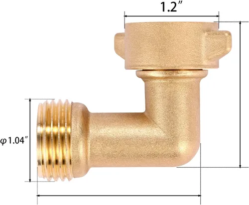 Miniatura 2 de Paquete de 2 conectores de codo de manguera de jardín de 90 grados, adaptador de latón resistente de 3/4 pulgadas con 4 juntas tóricas, codo