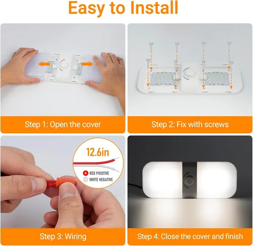 Miniatura 8 de CT CAPETRONIX Luces Interiores para RV 1700LM, Luces para Camper de 3 Colores TEM, Regulables 12v Voltios Luminaria de Luces LED, Luz de Cúpula