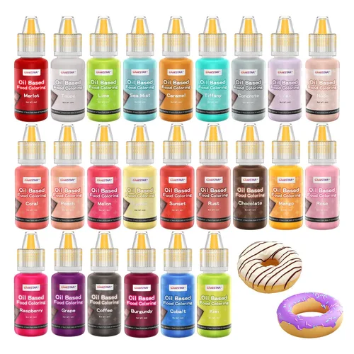 Colorante de alimentos a base de aceite, juego de 24 colorantes alimentarios para decorar pasteles, chocolate, hornear, colorante de aceite