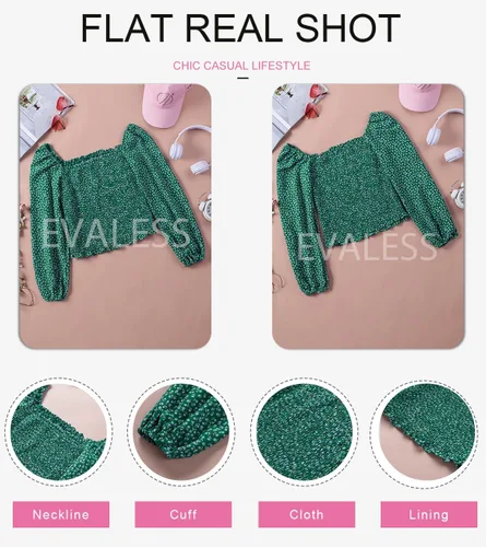 Miniatura 5 de EVALESS - Blusas de manga larga para mujer, cuello cuadrado, sexy, casuales