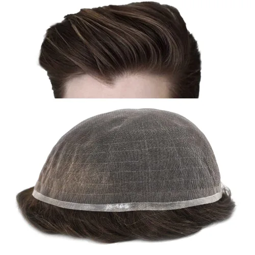 Miniatura 136 de PUNRU HAIR Completo Swiss Lace Toupee para hombres Sistema de cabello humano real Sistema de reemplazo de cabello humano para hombre Toupee