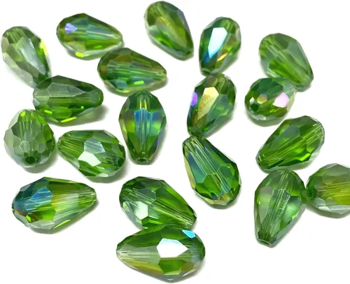Miniatura 17 de 120 cuentas de cristal ámbar con agujero vertical de lágrima de 0.236 x 0.315 pulgadas, cuentas espaciadoras AB de cristal con forma facetada