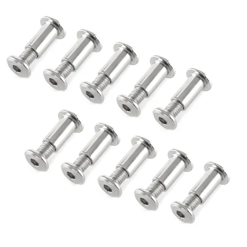 Miniatura 2 de 10 pares (20 piezas) M6 x 0.630 in Tornillo hexagonal con llave Allen, pernos de conector plateados para muebles, tornillos avellanados M6, tuercas