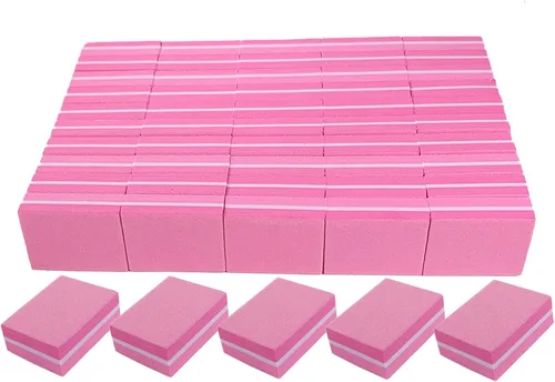 Miniatura 8 de Pulidores de uñas (paquete de 50), mini lima de uñas para uñas acrílicas y uñas naturales, bloque de pulido de uñas de grano 100/180, bloques